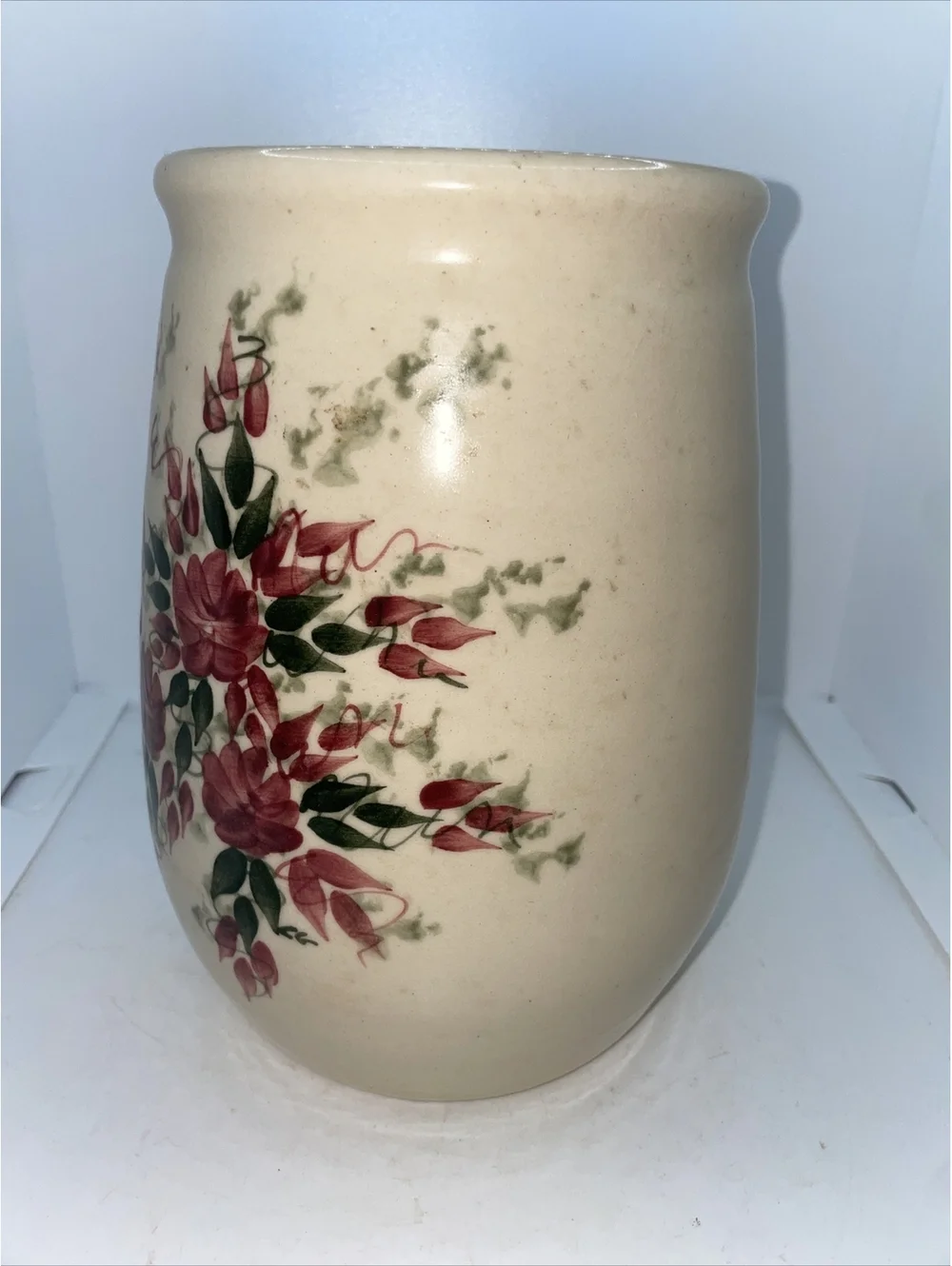 East Texas Pottery Floral Crock Vase Jar Hand Painted and Hand-Turned 6” Tall